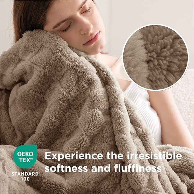 Bedsure GentleSoft Blankets Queen Size for Bed - Super Soft Cozy Blanket for Women Men Girls, Large Fuzzy Fleece Throw for Bedroom Decor, Light Taupe, 90x90 Inches-Ruum Studio Home