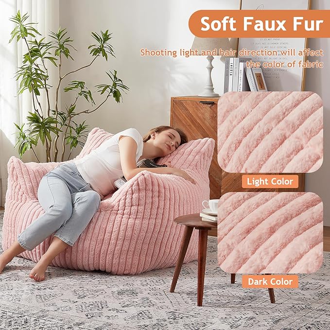 Giant Bean Bag Chairs for Adults with Filling Plush Fluffy Bean Bag Chairs for Teens with Armrests Comfy BeanBag Lazy Couch Sofa Chair for Bedroom Living Room Reading-Ruum Studio Home