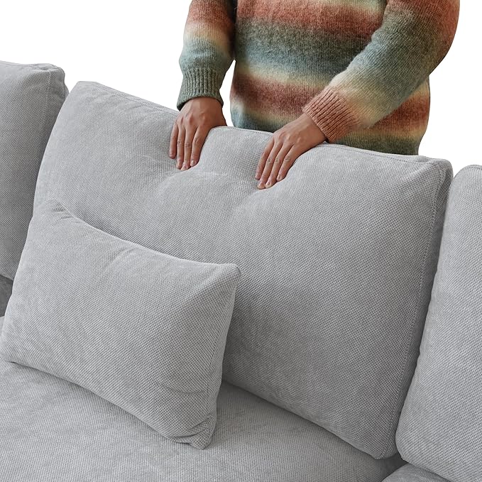 JACH Cloud Sectional Couches for Living Room, Modern Convertible Modular Couch, Love Seat Sofas, Sofa Covers Removable, Comfy Sectional Couch for Living Room, Apartment (Light Grey)-Ruum Studio Home