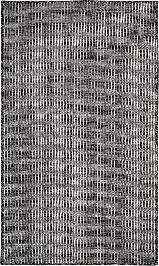 Nourison Positano Indoor/Outdoor Charcoal 3' x 5' Area Rug, Easy Cleaning, Non Shedding, Bed Room, Living Room, Dining Room, Backyard, Deck, Patio (3x5)-Ruum Studio Home