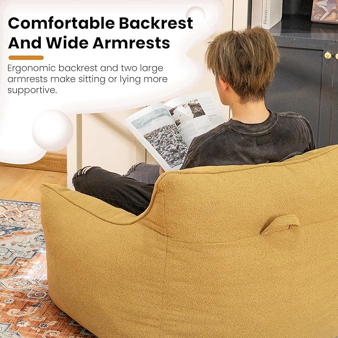 Bean Bag Chair with Filler, Bean Bag Sofa Chair with Tufted Soft Armrests Plush Lazy Sofa Comfy Chair,Large BeanBag Chair for Adults in Livingroom, Bedroom-Ruum Studio Home