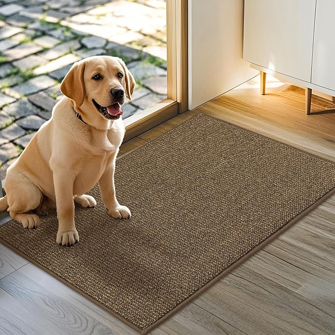 JSEI Dirt Trapper Door Mat 24"x36" Non-Slip Washable Entrance Mat, Dog Doormats, Absorbent & Fade-Resistant Floor Mats, Low Profile Welcome Mats for Entryway, Front Door, and Inside Entrance, Brown-Ruum Studio Home