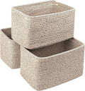 Small Cotton Rope Storage Basket Set of 3-11"x7"x7" Perfect Woven Baskets for Storage, Ideal Storage Baskets for Organizing Toys, Towels, and More - Baskets for Shelves and Home Decor（Beige）-Ruum Studio Home