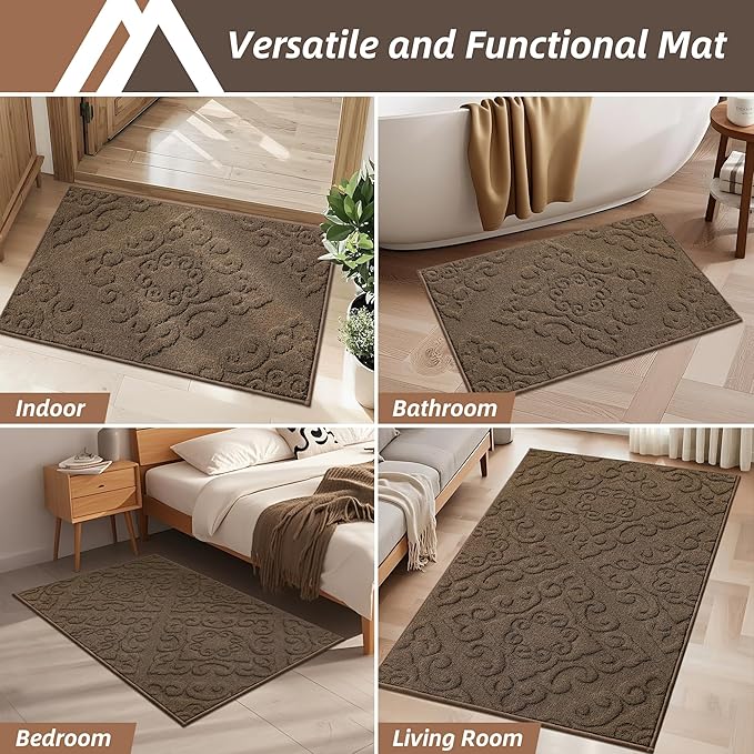 COSY HOMEER-Door-Mat-Non-Slip-Entryway-Rug 32”x48” Absorbent Welcome Mats Washable Dirt Trapper Door Mat Entrance Floor Mats for Front Back Doormats and Wet Shoes,Brown-Ruum Studio Home