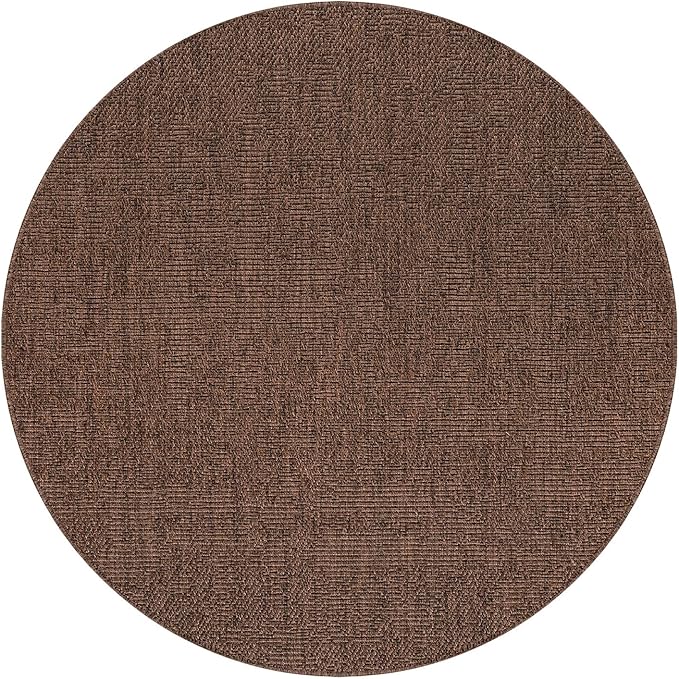 CAMILSON Easy Jute Round Rug 6ft Indoor Outdoor Brown Color Fiber Area Rugs for Living Room Patio and Kitchen Rug, Solid Boho Woven Design Easy-Cleaning, Washable Outside Carpet Alfombras (6 Round)-Ruum Studio Home