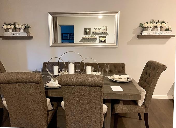 joelsantiques 18 Inch Wooden Floating Shelves for Wall - 18x6x2 in - Made of Natural Wood - Short Heavy Duty Rustic Wall Shelves for Bedroom - Perfect for Bathroom, Kitchen - Grey-Ruum Studio Home