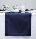 Solino Home Linen Navy Table Runner 90 Inches Long - 100% Pure Linen Hemstitch 14 x 90 Inch Table Runner for Dining, Fall, Autumn, Thanksgiving - Classic Hemstitch-Ruum Studio Home
