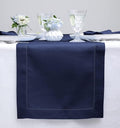 Solino Home Linen Navy Table Runner 48 Inches - Classic Hemstitch, 100% Pure Linen Coffee Table Runner 14 x 48 Inch Ideal for Dresser Tables - Fall, Autumn, Halloween, Thanksgiving-Ruum Studio Home