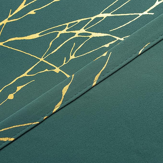 Grommets Blackout Long Window Curtains Green Gold-52W*108L 2PCS Drapes for Bedroom-Ruum Studio Home