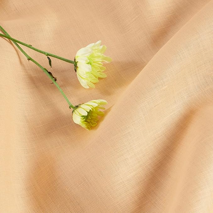 Solino Home Linen Peach Table Runner 48 Inches - 100% Pure Linen Short Table Runner 14 x 48 Inch Ideal for Dresser and Coffee Tables - Fete-Ruum Studio Home