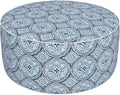 Inflatable Ottoman Stool D31 xH14 for Outdoor/Indoor Use, Water Repellent Patio Foot Rest Stool with Portable Handle,Round Pouf Ottoman Suitable for Garden,Deck and Camping - Medallion Blue-Ruum Studio Home