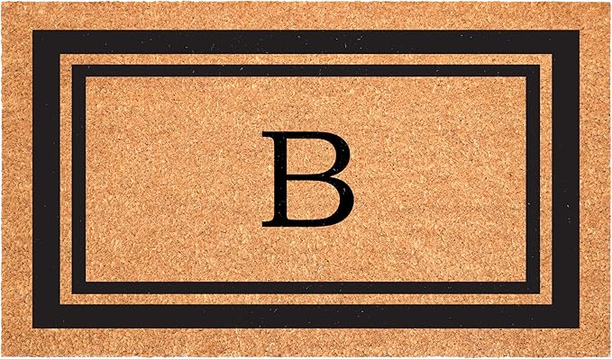 Calloway Mills 152962448 Black Border 24" x 48" Monogram Doormat (Letter B)-Ruum Studio Home
