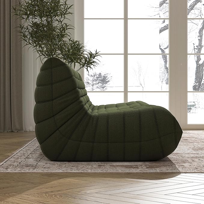 Big Bean Bag Chairs for Adults, 3 Seater Large Floor Sofa (Green)-Ruum Studio Home