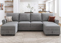 HONBAY Convertible Sectional Sofa with Storage Seat 6 Seat Sofa with Reversible Chaise U Shaped Sectional Couch for Living Room,Light Grey-Ruum Studio Home