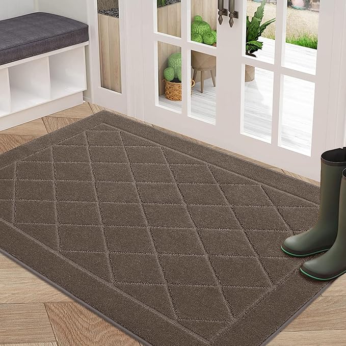 BEQHAUSE Dirt Trapper Door Mat 32" x 48", Doormat Non-Slip Entryway Rugs Washable, Dog Door Mat Stain Resistant and Absorbent Welcome Floor Mat for Front Back Door, Muddy Wet Shoes & Paws, Light Brown-Ruum Studio Home