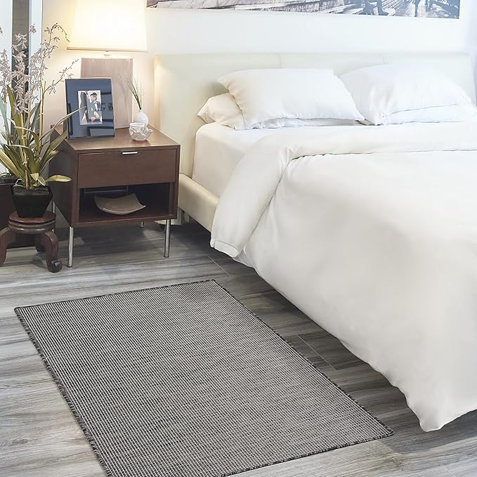Nourison Positano Indoor/Outdoor Charcoal 3' x 5' Area Rug, Easy Cleaning, Non Shedding, Bed Room, Living Room, Dining Room, Backyard, Deck, Patio (3x5)-Ruum Studio Home