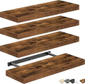QEEIG Floating Shelves for Wall Bathroom Shelf Bedroom Kitchen Living Room Farmhouse Small Book Shelf 16 inch Set of 4, Brown (015-BN4)-Ruum Studio Home