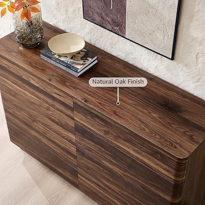 8 Drawer Dresser for Bedroom, 52 Inch Wide Modern Chest of Drawers, Push-to-Open Wood Storgae Organizer with Large Drawers for Bedroom, Living Room, Hallway,Brown-Ruum Studio Home