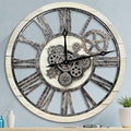 HOIBAI Large Wall Clock, Wall Clocks for Living Room Decor 30 Inch Farmhouse Vintage Rustic Kitchen Wall Decor Vintage Roman Oversized Wall Clock for Home Bedroom House, Moving Gears Clock-Ruum Studio Home