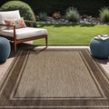 Beverly Rug Outdoor Rug 8x10 Modern Bordered Area Rugs for Indoor and Outdoor Patio Deck Porch Garden Waterproof Weather Sun Resistant Washable Outside Carpet (8 x 10 Jute)-Ruum Studio Home