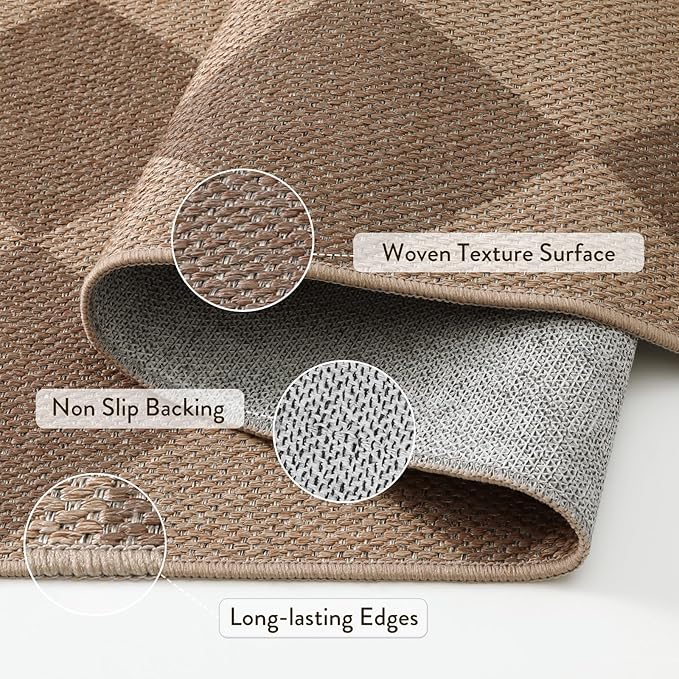 Lahome Checkered Easy Jute Rug, 2x3 Entryway Rug Indoor Outdoor Front Door Mat, Farmhouse Neutral Non Slip Non Shedding Washable Kitchen Mats for Floor Foyer-Ruum Studio Home