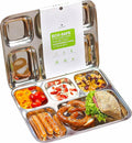 Extra Large Premium Stainless Steel Dinner Plates, 5 Compartments, Set of 2 | Eco Friendly Dinnerwear for Camping, Portion Control, Meal Prep, Lunch, and Party-Ruum Studio Home