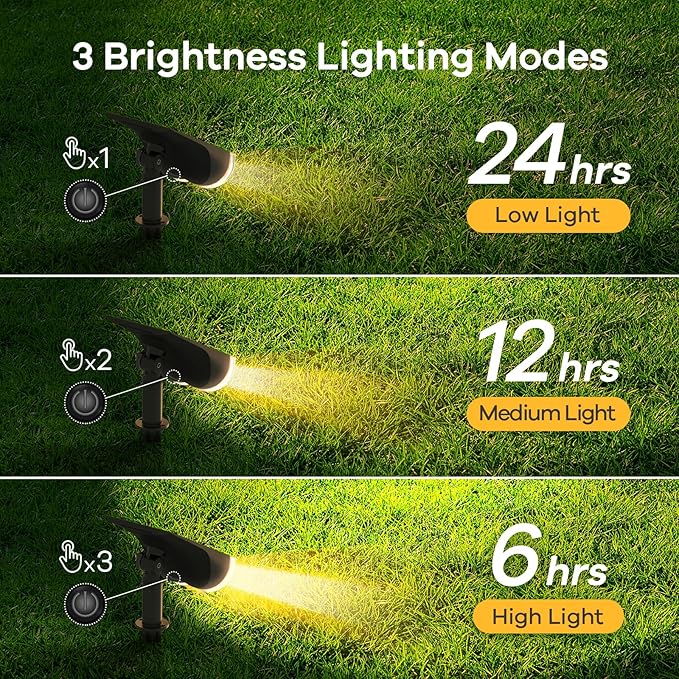 Linkind Solar Lights Outdoor Waterproof IP67, StarRay Dusk-to-Dawn Outdoor Solar Lights, 3 Lighting Modes Solar Spot Lights Outdoor for Garden, Yard, Landscape (Warm White, 4 Pack)-Ruum Studio Home