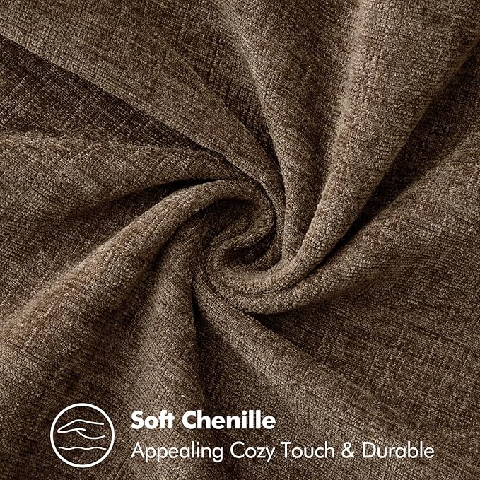 MIULEE Pack of 2 Couch Throw Pillow Covers 18x18 Inch Brown Farmhouse Decorative Pillow Covers with Stitched Edge Soft Chenille Solid Dyed Spring Pillow Covers for Sofa Bed Living Room-Ruum Studio Home