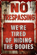 Vintage Tin Sign Retro Metal Funny No Trespassing Signs for Home Decor Stylish Wall Art Plaques Gift for Bathroom Kitchen and Gothic Wall Decor in Every Room 12x8 in-Ruum Studio Home