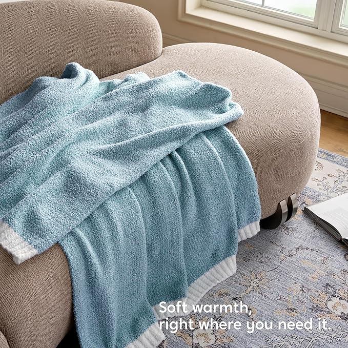 Joiedomi Twin Blanket for Couch Bed Sofa, Blue Knitted Blankets Gifts for Women Mom Girls, Cozy Cute Soft Throw Home Room Decor Aesthetic for Women Mothers Birthday Gifts 60x80 Inches-Ruum Studio Home