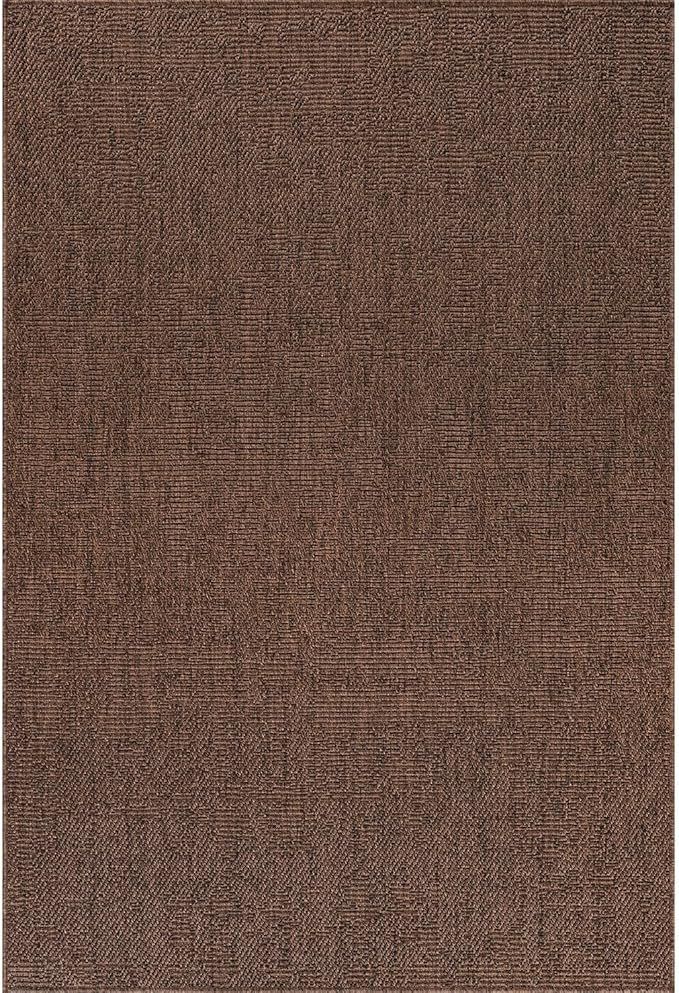 CAMILSON Easy Jute Rug 9x12, Indoor Outdoor Brown Color Fiber Area Rugs for Living Room Patio and Kitchen Rug, Solid Boho Woven Design, Easy-Cleaning, Washable Outside Carpet Alfombras (9 x 12)-Ruum Studio Home