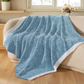Joiedomi Throw Blanket for Couch Bed Sofa, Blue Knitted Blankets Gifts for Women Mom Girls, Cozy Cute Soft Throw Home Room Decor Aesthetic for Women Mothers Birthday Gifts 50x60 Inches-Ruum Studio Home