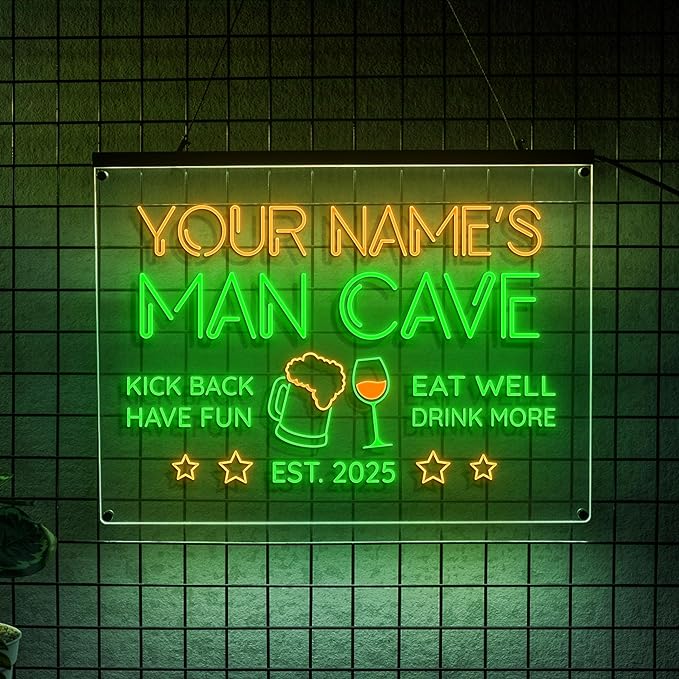 Custom Bar Neon Sign Personalized LED Signs for Man Cave Cool Home Bar Lighted Acrylic Table for Men Lounge Workshop Garage Poker Billiards Tavern Wall Decor Gifts-Ruum Studio Home
