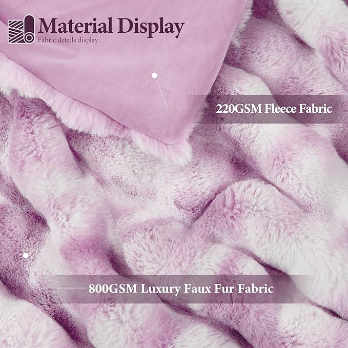 Touchat Luxury 1000GSM Faux Rabbit Fur Throw Blanket for Women, Super Heavy Warm Cozy Blankets for Couch Bed Sofa, Bubble Plush Fuzzy Soft Mink Blanket for Living Room Bedroom, Purple-Ruum Studio Home