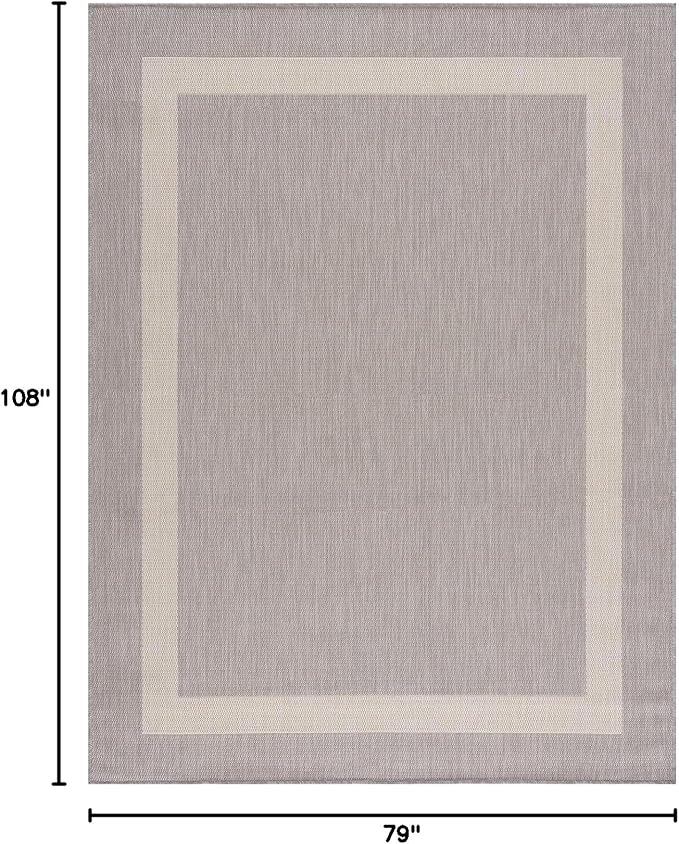 CAMILSON Outdoor Rug 6x9,Modern Outside Rugs for Patios Porches Waterproof Durable Washable Non-Shedding, Easy-to-Clean Indoor Outdoor Area Carpet (6 x 9, Bordered - Gray/White)-Ruum Studio Home