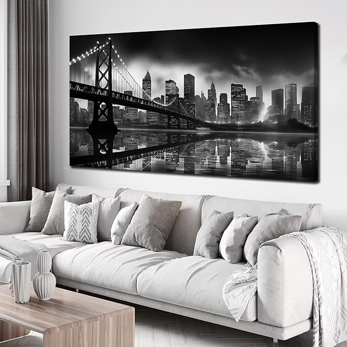 Brooklyn Bridge Wall Art Large City Wall Decor for Living Room Office Wall Decor 29 x 59 Inch-Ruum Studio Home