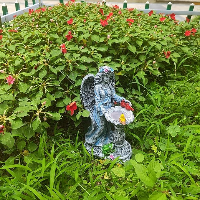 Mrocioa Solar Outdoor Garden Decor Angel Statue Light with Color Changing Birdbath, Waterproof Led Home Decor Figurine Lights for Yard Patio Front Porch, Housewarming Gifts for Thanksgiving Christmas-Ruum Studio Home