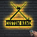 Personalized Hockey Metal Sign - LED Wall Sign with Name & Jersey Number, 16-Color LED with Remote Control, Ice Hockey Room Decor for Boys, Sports Players, Coaches, Teens-Ruum Studio Home