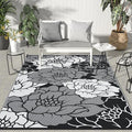 GENIMO Outdoor Rug Waterproof for Patio Decor, 8' x 10' Reversible Plastic Straw Floral Camping Carpet, Large Area Rugs Mats for RV, Camper, Deck, Balcony, Porch, Beach, Picnic, Mix-Black & White-Ruum Studio Home