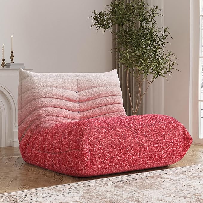 Bean Bag Chair, Fireside Chair Bean Bag Sofa Large Bean Bag Chair for Adults, Bean Bag Chairs for Teens with High Density Comfortable Foam, Memory Foam Bean Bag for Living Room, Bedroom (Pink&White)-Ruum Studio Home