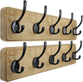 Dseap Coat Rack Wall: Patented, Heavy-Duty, 17.4" Long 5-Double-Hooks Wooden Wall Mounted Coat Rack Coat Hanger Hook Rail for Winter Coats Hat Jacket Clothing, Weathered Brown, Pack of 2-Ruum Studio Home