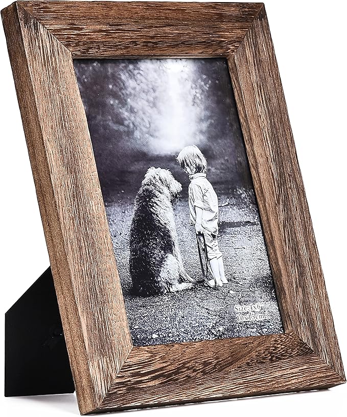 Yaetm-4x6 Picture Frame Set of 2, Natural Solid Wood Distressed Photo Frame, Display On Tabletop And Wall, High Definition Real Glass, Carbonized Black (2 pack)-Ruum Studio Home
