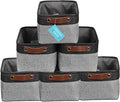 OrganiHaus Small Fabric Storage Baskets for Shelves 6 Pack, 12x8in Closet Storage Bins for Shelves, Cloth Baskets for Organizing, Linen Closet Organizers, Fabric Basket, Gray/Black-Ruum Studio Home