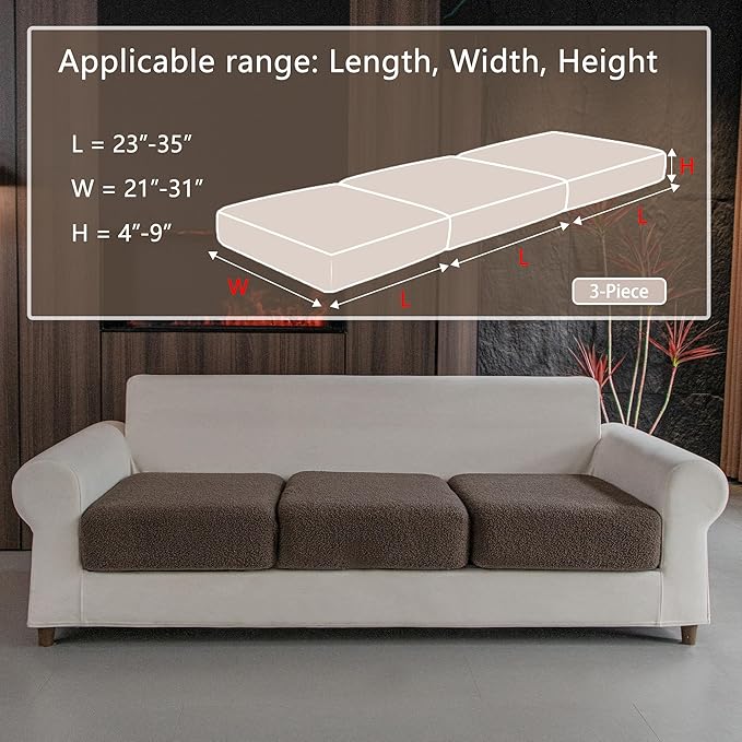 Couch Cushion Covers for Sectional Sofa, Stretch Soft Sofa Slipcovers Washable Wear-Resistant Universal Furniture Protector for Living Room(3 Seaters Covers, Brown)-Ruum Studio Home