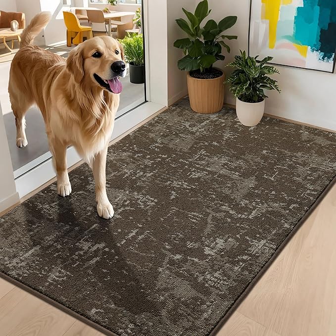 BEQHAUSE Dirt Trapper Door Mat 32"x48" Non-Slip Door Mats Washable Entryway Rugs Stain Resistant Doormat Absorbent Welcome Floor Mat for Front Back Door, Muddy Wet Shoes & Paws,Brown-Ruum Studio Home