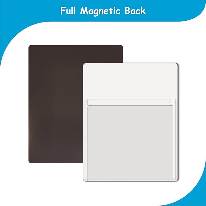 Magnetic Pocket 4 Pack – Self-Adhesive Magnetic Storage Pouch for Documents, Notes & Tools, Strong Magnet Backing for Fridge, Whiteboards, and Metal Surfaces (White 4Pcs)-Ruum Studio Home