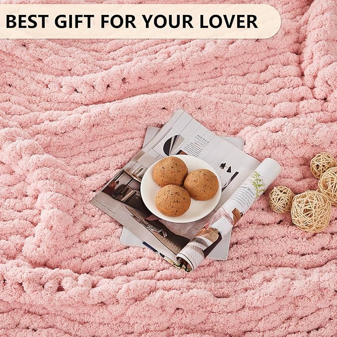 L'AGRATY Chunky Knit Blanket Throw - Soft Chenille Yarn Throw Blanket 60x80: Handmade Thick Cable Knit Crochet Blanket - Large Knit Blanket Chunky Rope Knot Throw Blanket for Couch Sofa Bed Home Decor-Ruum Studio Home