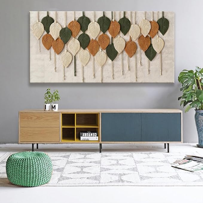 Tsomzxng Large Boho Wall Art For Living Room Modern Wall Art Print Paintings Multicolor Leaves Feather Canvas Wall Art Decor Picture For Bedroom Apartment Kitchen Home Wall Decor 29" W X 58" L-Ruum Studio Home