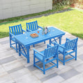 HDPE Patio Dining Set, 5-Piece Outdoor Table and Chairs with Umbrella Hole, Modern Outdoor Dining Set for 4, HDPE Outdoor Patio Furniture Dining Sets for Deck, Poolside, Porch, Sky Blue-Ruum Studio Home