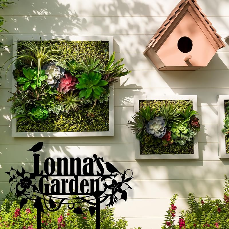 Personalized Flower and Bird Metal Garden Stake, Bird Garden Sign, Custom Flower Yard Decor, Mom's Garden Gift, Gardener Family Name Sign, Patio Home Gift, Yard Art, Housewarming Gift-Ruum Studio Home